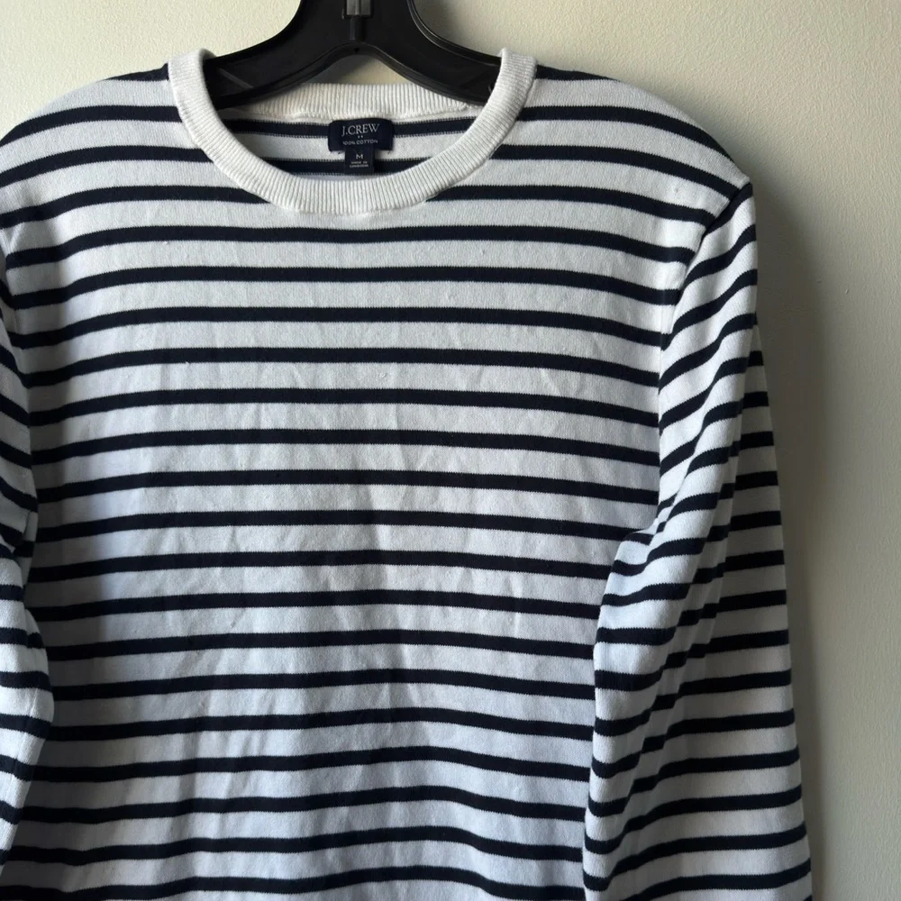 J. Crew Women's Crewneck Sweater - Black and White Stripes - Picture 2 of 12